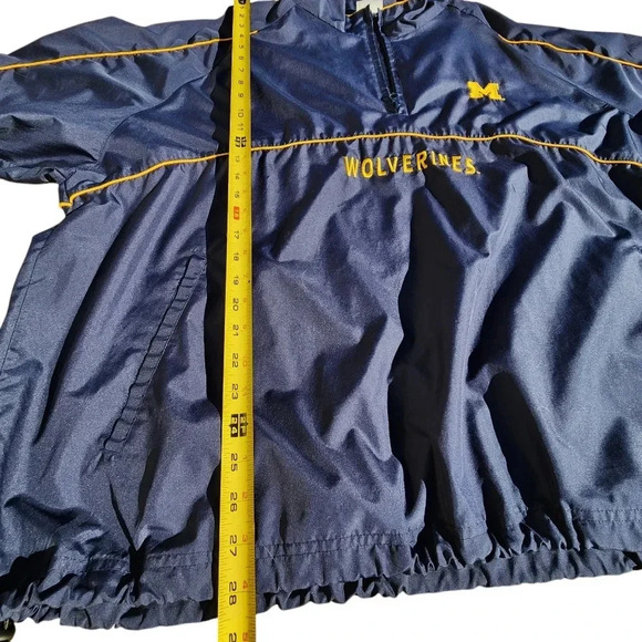 Vintage Red Oak Michigan Wolverines Windbreaker XXL Pullover Quarter Zip Blue - Picture 11 of 11